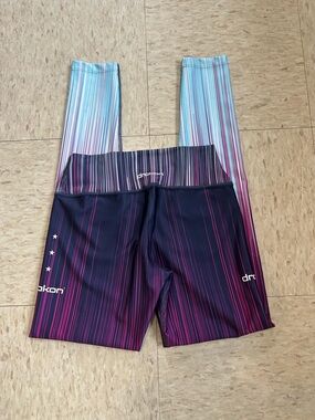 Drókon Striped Ombre Athletic Leggings - Navy to Aqua